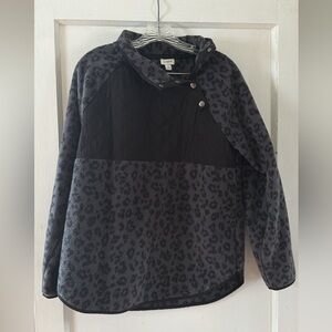 J. Crew Gray and Black Quilted Pullover